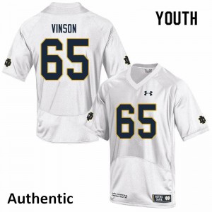 #65 Michael Vinson University of Notre Dame Youth Authentic Football Jerseys White