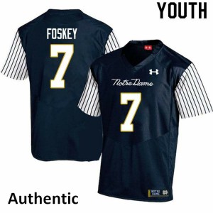 #7 Isaiah Foskey University of Notre Dame Youth Alternate Authentic High School Jerseys Navy Blue