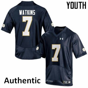 #7 Nick Watkins Notre Dame Youth Authentic Football Jersey Navy Blue