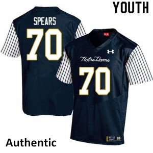 #70 Hunter Spears Notre Dame Youth Alternate Authentic Stitched Jersey Navy Blue
