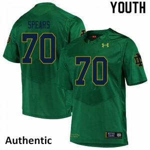 #70 Hunter Spears Notre Dame Youth Authentic Official Jerseys Green