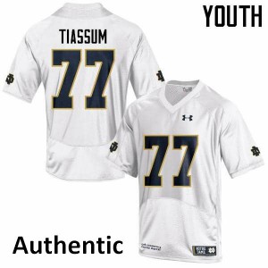 #77 Brandon Tiassum University of Notre Dame Youth Authentic High School Jerseys White