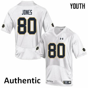 #80 Micah Jones University of Notre Dame Youth Authentic University Jerseys White