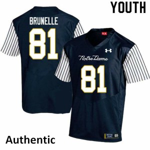 #81 Jay Brunelle UND Youth Alternate Authentic University Jersey Navy Blue