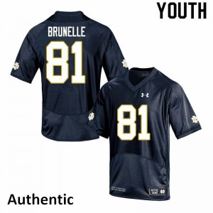 #81 Jay Brunelle University of Notre Dame Youth Authentic Stitch Jerseys Navy