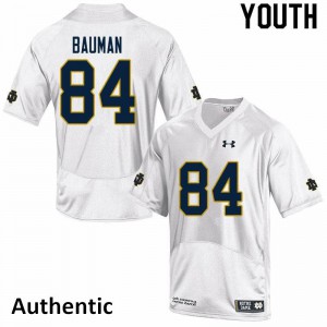 #84 Kevin Bauman Fighting Irish Youth Authentic Embroidery Jerseys White