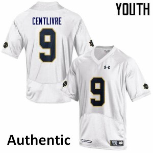 #9 Keenan Centlivre University of Notre Dame Youth Authentic Stitched Jerseys White