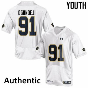 #91 Adetokunbo Ogundeji Notre Dame Fighting Irish Youth Authentic Embroidery Jersey White