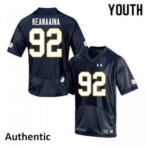 #92 Aidan Keanaaina UND Youth Authentic Stitched Jersey Navy