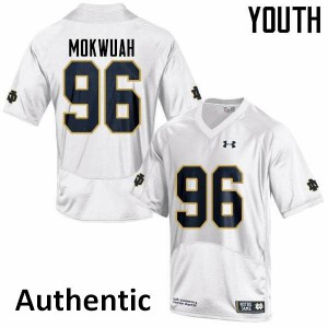 #96 Pete Mokwuah Notre Dame Fighting Irish Youth Authentic Embroidery Jerseys White