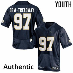 #97 Micah Dew-Treadway UND Youth Authentic High School Jersey Navy Blue
