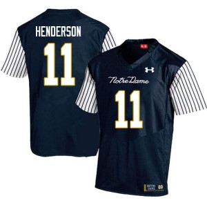 #11 Ramon Henderson Notre Dame Men's Alternate Game Stitch Jersey Navy Blue