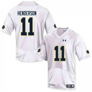 #11 Ramon Henderson University of Notre Dame Men's Game University Jerseys White