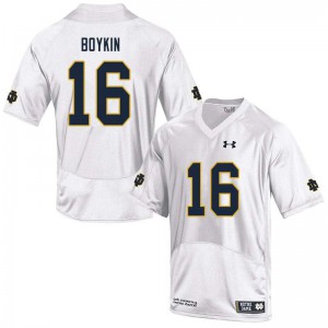 #16 Noah Boykin University of Notre Dame Men's Game Embroidery Jersey White