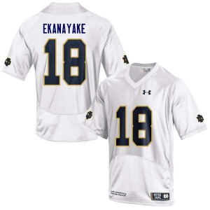 #18 Cameron Ekanayake Notre Dame Fighting Irish Men's Game University Jerseys White