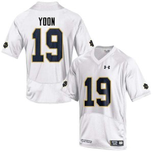 #19 Justin Yoon University of Notre Dame Men's Game University Jerseys White