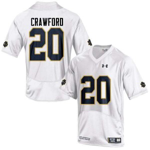 #20 Shaun Crawford UND Men's Game NCAA Jerseys White