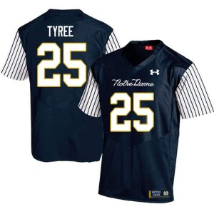 #25 Chris Tyree Notre Dame Men's Alternate Game Embroidery Jerseys Navy Blue