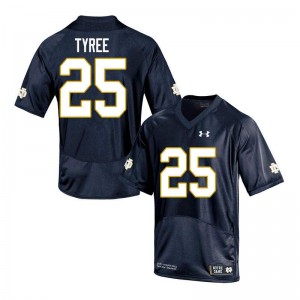 #25 Chris Tyree Notre Dame Men's Game Embroidery Jerseys Navy