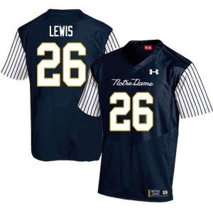 #26 Clarence Lewis Notre Dame Men's Alternate Game Official Jersey Navy Blue