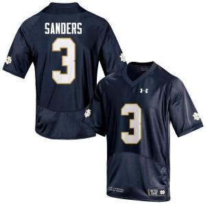 #3 C.J. Sanders UND Men's Game Stitched Jerseys Navy Blue