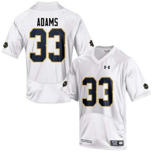 #33 Josh Adams University of Notre Dame Men's Game Stitch Jersey White