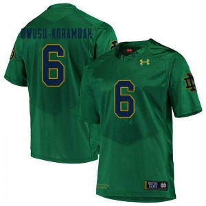 #6 Jeremiah Owusu-Koramoah Notre Dame Fighting Irish Men's Game NCAA Jersey Green