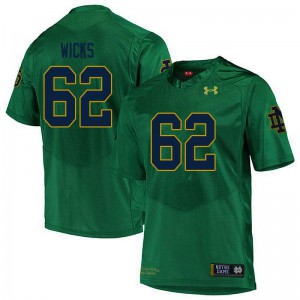 #62 Brennan Wicks University of Notre Dame Men's Game Football Jersey Green