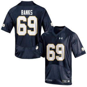 #69 Aaron Banks Notre Dame Men's Game Player Jerseys Navy Blue