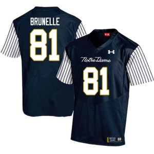 #81 Jay Brunelle University of Notre Dame Men's Alternate Game Player Jersey Navy Blue