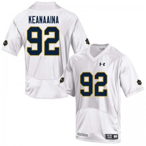 #92 Aidan Keanaaina Notre Dame Men's Game High School Jersey White