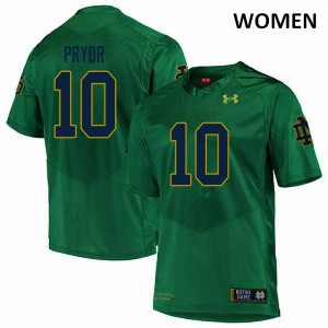 #10 Isaiah Pryor University of Notre Dame Women's Game College Jersey Green