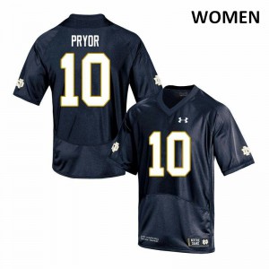 #10 Isaiah Pryor Notre Dame Women's Game Stitch Jerseys Navy