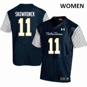 #11 Ben Skowronek Notre Dame Women's Alternate Game NCAA Jerseys Navy Blue