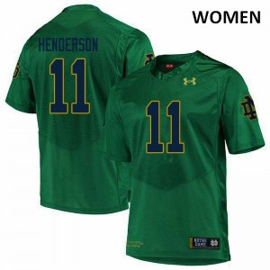 #11 Ramon Henderson UND Women's Game Stitch Jerseys Green