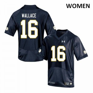 #16 KJ Wallace Irish Women's Game NCAA Jerseys Navy