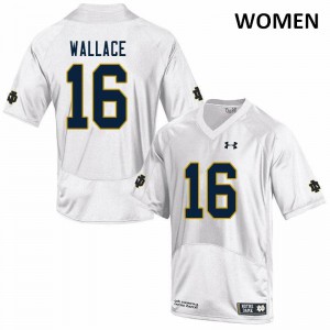 #16 KJ Wallace University of Notre Dame Women's Game Football Jerseys White