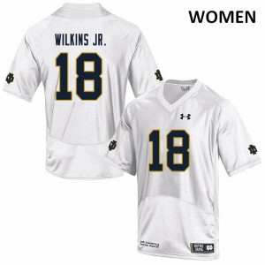 #18 Joe Wilkins Jr. Notre Dame Fighting Irish Women's Game University Jersey White