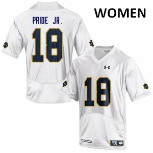 #18 Troy Pride Jr. University of Notre Dame Women's Game Official Jersey White