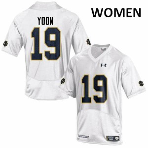 #19 Justin Yoon University of Notre Dame Women's Game Stitch Jerseys White