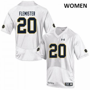 #20 C'Borius Flemister University of Notre Dame Women's Game Football Jersey White