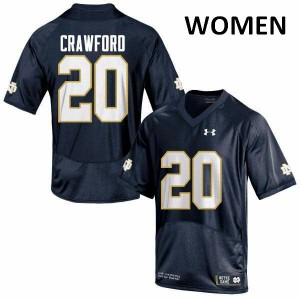 #20 Shaun Crawford UND Women's Game Stitched Jerseys Navy Blue