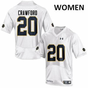 #20 Shaun Crawford UND Women's Game Football Jerseys White