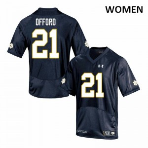 #21 Caleb Offord Notre Dame Women's Game Stitch Jerseys Navy