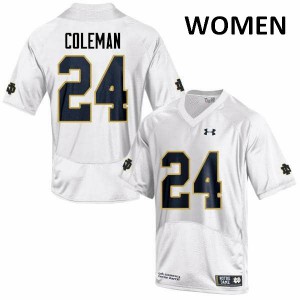 #24 Nick Coleman Notre Dame Fighting Irish Women's Game Football Jersey White