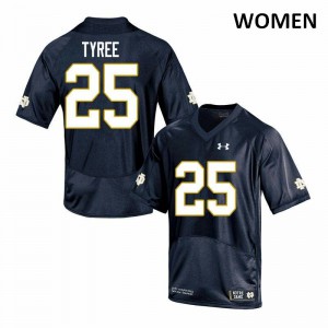 #25 Chris Tyree University of Notre Dame Women's Game Player Jersey Navy