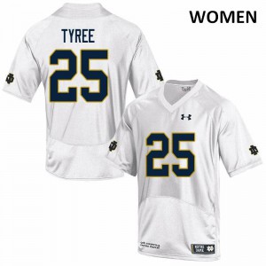 #25 Chris Tyree UND Women's Game Stitched Jerseys White