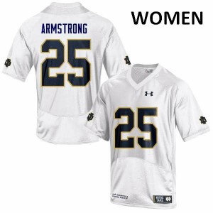#25 Jafar Armstrong Fighting Irish Women's Game Stitched Jersey White