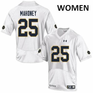 #25 John Mahoney Notre Dame Fighting Irish Women's Game Football Jersey White
