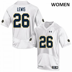 #26 Clarence Lewis Notre Dame Women's Game Stitch Jerseys White